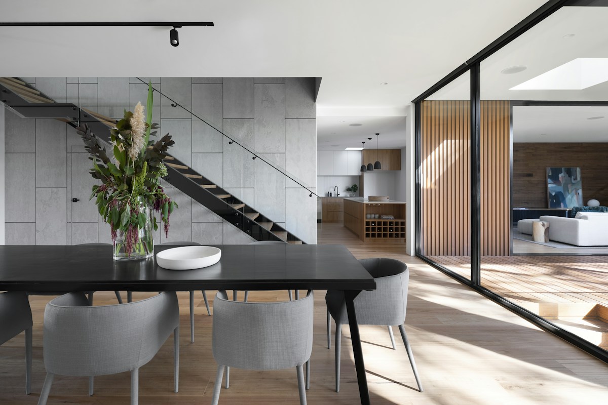 Open-plan living and dining space in a modern home